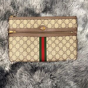 Gucci Beige and Brown Monogram Pouch